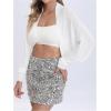 imageSweatyRocks Womens Open Front Knit Cropped Lightweight Cardigan Sweater ShrugWhite