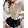imageSweatyRocks Womens Sweater Vest V Neck Slim Fit Sleeveless Cable Knit TopsApricot