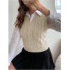 imageSweatyRocks Womens Sweater Vest V Neck Slim Fit Sleeveless Cable Knit TopsApricot