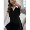 imageSweatyRocks Womens Sweater Vest V Neck Slim Fit Sleeveless Cable Knit TopsBlack