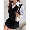 imageSweatyRocks Womens Sweater Vest V Neck Slim Fit Sleeveless Cable Knit TopsBlack