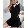 imageSweatyRocks Womens Sweater Vest V Neck Slim Fit Sleeveless Cable Knit TopsBlack