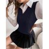 imageSweatyRocks Womens Sweater Vest V Neck Slim Fit Sleeveless Cable Knit TopsBlue