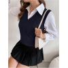 imageSweatyRocks Womens Sweater Vest V Neck Slim Fit Sleeveless Cable Knit TopsBlue