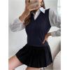 imageSweatyRocks Womens Sweater Vest V Neck Slim Fit Sleeveless Cable Knit TopsBlue