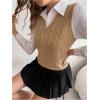 imageSweatyRocks Womens Sweater Vest V Neck Slim Fit Sleeveless Cable Knit TopsKhaki