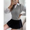 imageSweatyRocks Womens Sweater Vest V Neck Slim Fit Sleeveless Cable Knit TopsLight Grey