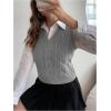 imageSweatyRocks Womens Sweater Vest V Neck Slim Fit Sleeveless Cable Knit TopsLight Grey