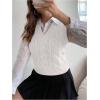 imageSweatyRocks Womens Sweater Vest V Neck Slim Fit Sleeveless Cable Knit TopsWhite