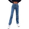 imageSweatyRocks Womens Casual High Waisted Straight Leg Boyfriend Jeans Denim PantsMedium Wash Color