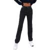 imageSweatyRocks Womens Casual High Waisted Straight Leg Boyfriend Jeans Denim PantsSolid Black