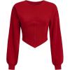 imageSweatyRocks Womens Corset Crop Sweatshirt Long Sleeve Hanky Hem Cropped Pullover TopsRed