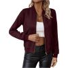 imageSweatyRocks Womens Faux Suede Short Bomber Jacket Coat Stand Collar Lightweight Zip Up Fashion Outerwear TopsBurgundy