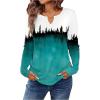 imageSweatyRocks Womens Graphic Tees Long Sleeves Tie Dye Print Lightweight Notch Neck T ShirtMulticolor