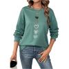 imageSweatyRocks Womens Heart Printed Long Sleeve Pullover Sweatshirts Crewneck Loose Casual Fall OutfitsGreen