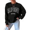 imageSweatyRocks Womens Letter Graphic Crewneck Sweatshirts Long Sleeve Oversized Pullover TopBlack Letter