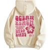 imageSweatyRocks Womens Letter Graphic Drawstring Hoodies Long Sleeve Thermal Pullovers SweatshirtsApricot