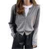 imageSweatyRocks Womens Light Weight Cardigan Round Neck Long Sleeve Button Down Sweaters KnitwearGrey