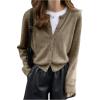 imageSweatyRocks Womens Light Weight Cardigan Round Neck Long Sleeve Button Down Sweaters KnitwearKhaki