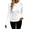 imageSweatyRocks Womens Long Sleeves TShirt Pleated Crew Neck Plain Solid Color Casual Tee ShirtsWhite