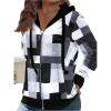 imageSweatyRocks Womens Plus Size Zip Up Hoodies Geometric Print Drawstring Collar Hooded SweatshirtMulticolor