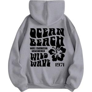 imageSweatyRocks Womens Letter Graphic Drawstring Hoodies Long Sleeve Thermal Pullovers SweatshirtsGrey