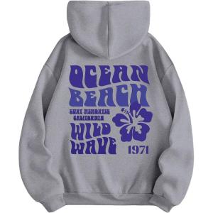 imageSweatyRocks Womens Letter Graphic Drawstring Hoodies Long Sleeve Thermal Pullovers SweatshirtsGrey Letter