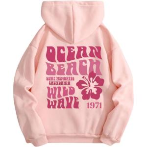 imageSweatyRocks Womens Letter Graphic Drawstring Hoodies Long Sleeve Thermal Pullovers SweatshirtsPink