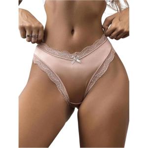 imageSweatyRocks Womens Satin Silk Lace Hipster Panties Seamless Briefs Underwear UnderpantCoral Orange