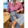 imageSweatyRocks Womens Button Down Blouse Striped Long Sleeve Collared Office Work TopsPink