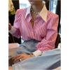 imageSweatyRocks Womens Button Down Blouse Striped Long Sleeve Collared Office Work TopsPink