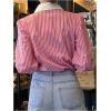 imageSweatyRocks Womens Button Down Blouse Striped Long Sleeve Collared Office Work TopsPink