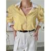 imageSweatyRocks Womens Button Down Blouse Striped Long Sleeve Collared Office Work TopsYellow