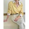 imageSweatyRocks Womens Button Down Blouse Striped Long Sleeve Collared Office Work TopsYellow