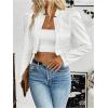 imageSweatyRocks Womens Casual Cropped Blazer Puff Long Sleeve Open Front Lightweight JacketsWhite