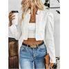 imageSweatyRocks Womens Casual Cropped Blazer Puff Long Sleeve Open Front Lightweight JacketsWhite