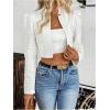 imageSweatyRocks Womens Casual Cropped Blazer Puff Long Sleeve Open Front Lightweight JacketsWhite