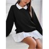 imageSweatyRocks Womens Contrast Collared Thermal Sweatshirt Drop Shoulder Long Sleeve Pullover TopsBlack and White