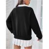 imageSweatyRocks Womens Contrast Collared Thermal Sweatshirt Drop Shoulder Long Sleeve Pullover TopsBlack and White