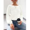 imageSweatyRocks Womens Crochet Hollow Out Knit Sweater Long Sleeves Lightweight Boat Neck PulloversWhite