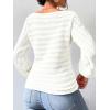 imageSweatyRocks Womens Crochet Hollow Out Knit Sweater Long Sleeves Lightweight Boat Neck PulloversWhite