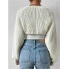 imageSweatyRocks Womens Cropped Open Front Cardigan Sweaters Long Sleeve Cable Knit ShrugBeige