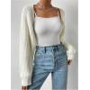 imageSweatyRocks Womens Cropped Open Front Cardigan Sweaters Long Sleeve Cable Knit ShrugBeige