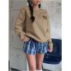 imageSweatyRocks Womens Cute Bear Sweatshirts Long Sleeve Crewneck Casual Pullover TopsKhaki