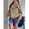 imageSweatyRocks Womens Cute Bear Sweatshirts Long Sleeve Crewneck Casual Pullover TopsKhaki