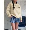 imageSweatyRocks Womens Cute Bear Sweatshirts Long Sleeve Crewneck Casual Pullover TopsLight Apricot