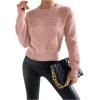 imageSweatyRocks Womens Cute Heart Sweater Crewneck Long Sleeve Knitted Pullover TopsPink