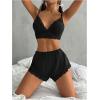 imageSweatyRocks Womens Lace Lingerie Set Bra and Boyshorts Underwear Sets SleepwearBlack