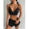 imageSweatyRocks Womens Lace Lingerie Set Bra and Boyshorts Underwear Sets SleepwearBlack