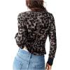 imageSweatyRocks Womens Leopard Print Tee Tops Long Sleeve Crew Neck Slim Fit T ShirtsBlack
